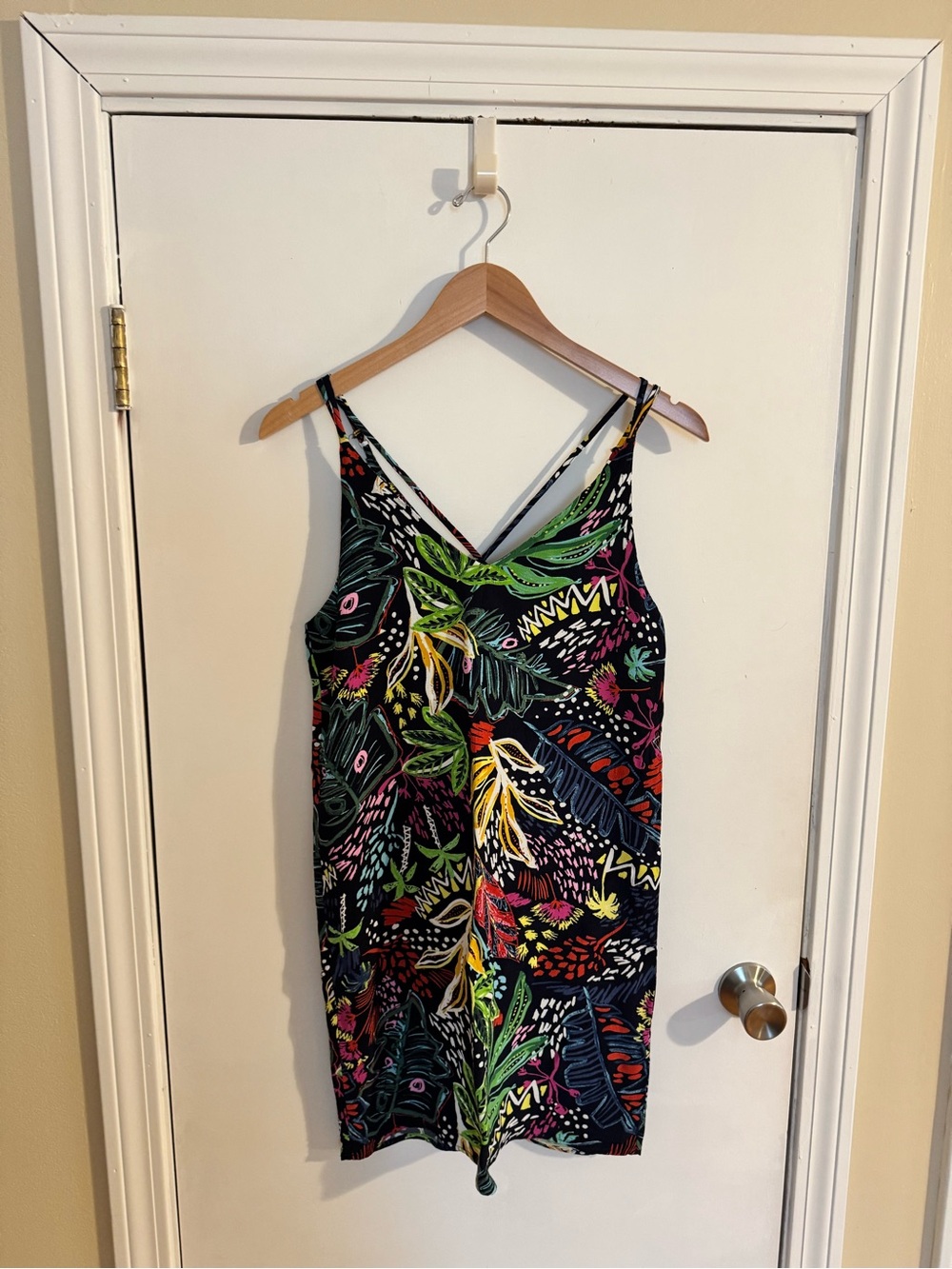 Topshop Black Tropical Print Slip Dress